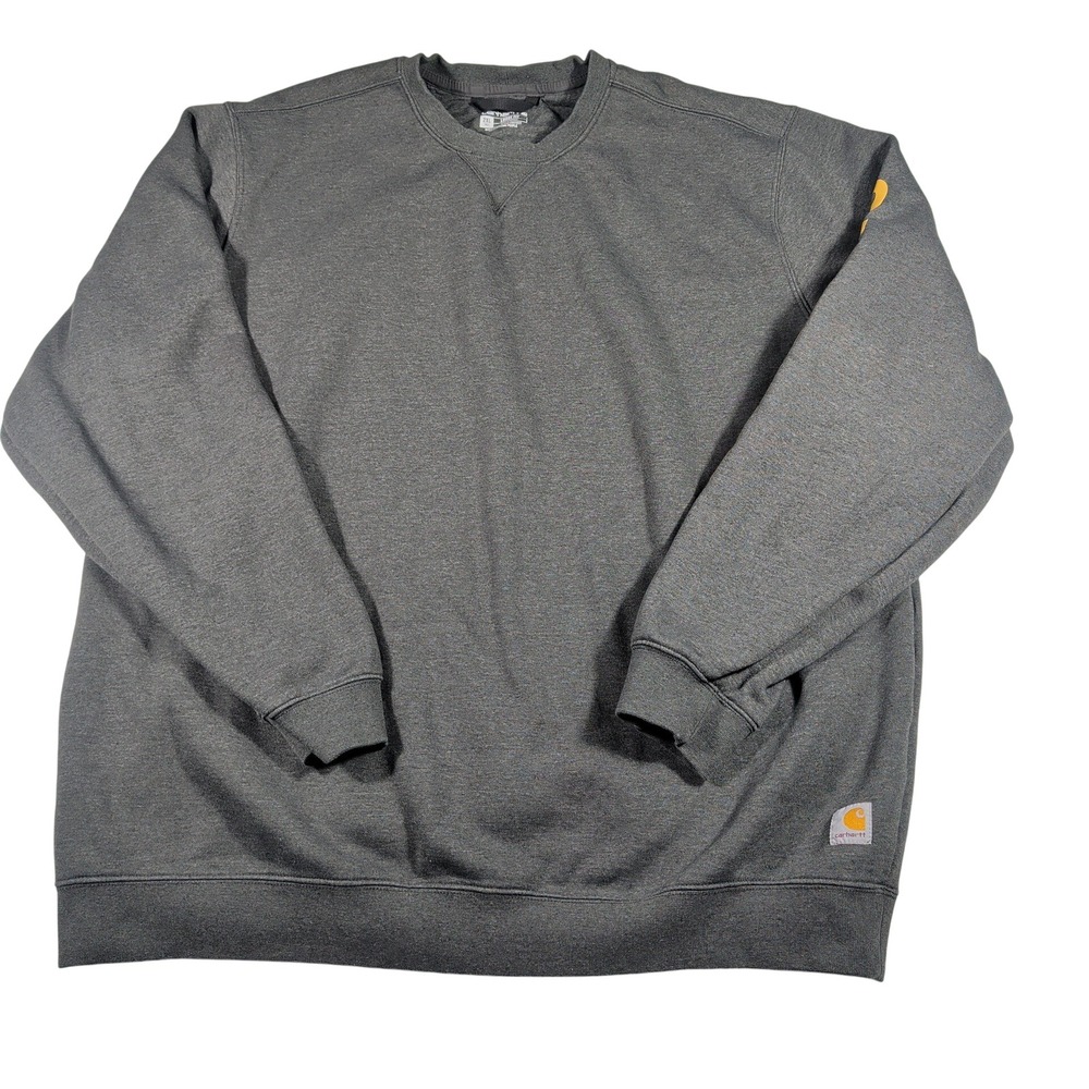 Carhartt Sweatshirt Mens 2XL Tall Gray Loose Fit Crewneck Fleece Cotton Logo